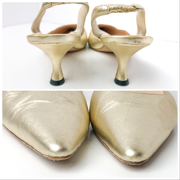 Manolo Blahnik Carolyne Metallic Leather Slingback - Picture 3 of 8